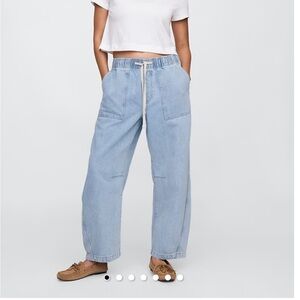 Mid Rise SuperSoft Pull-On Barrel Jeans